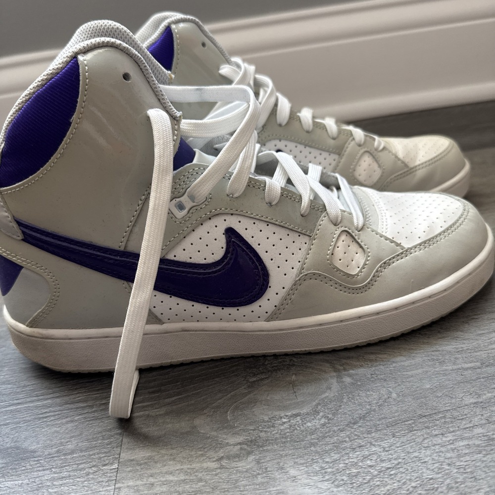 Nike Son of Force Mid Trainers Womens 11 Electric Purple Dusty Gray EUC Box